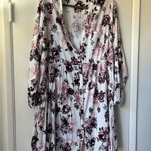Torrid White and Purple Floral Dress